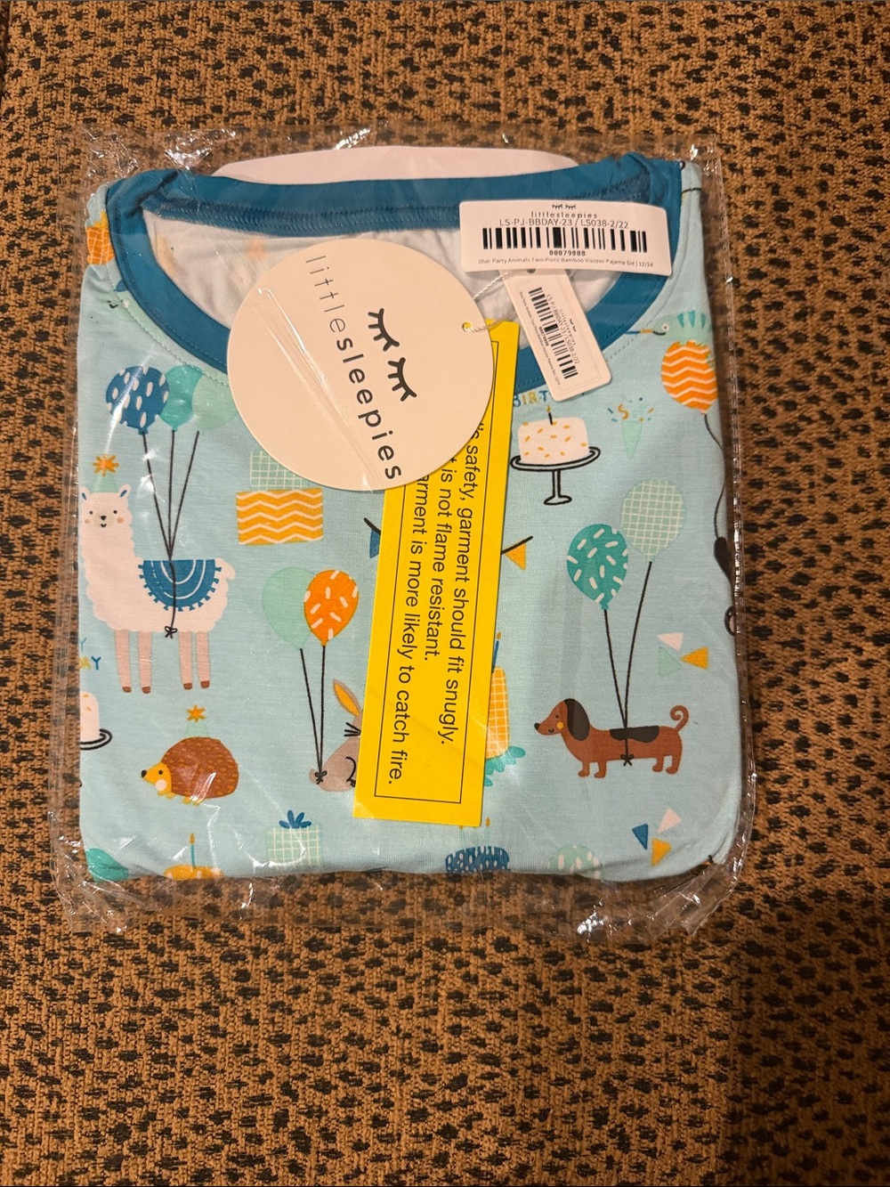 Little Sleepies Light Blue Animal & Balloon birthday log sleeve pants set
